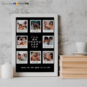 Tableau avec 8 cadres photos en blanc